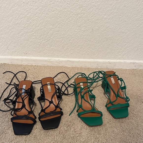 Primark Black and Green Strappy Heels - Picture 1 of 3